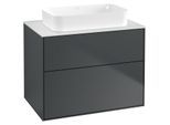 Villeroy und Boch Finion Waschtischunterschrank G63100HG 80x60,3x50,1mm, Wandbeleuchtung, Glass White Matt, Midnight Blue Matt Lacquer