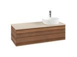 Villeroy und Boch Antao Waschtisch-Unterschrank K23053HM 120x36x50cm, Hahnloch, Waschbeckenplattenfarbe botticino, warm walnut