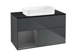 Villeroy und Boch Finion Waschtischunterschrank F652GKHG 100x60,3x50,1cm, Regal links Anthracite matt, Midnight Blue Matt Lacquer