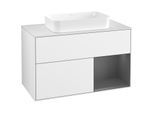 Villeroy und Boch Finion Waschtischunterschrank F661GKGF 100x60,3x50,1cm, Regal rechts Anthracite matt, Glossy white lacquer