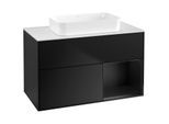 Villeroy und Boch Finion Waschtischunterschrank F661PDPD 100x60,3x50,1cm, Regal rechts Black matt lacquer, Black matt lacquer
