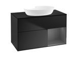 Villeroy und Boch Finion Waschtischunterschrank FA22GKPD 100cm, Abdeckplatte black matt, Regale Anthracite matt lacquer, Black matt lacquer
