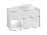 Villeroy und Boch Finion Waschtischunterschrank GA11GFMT 100cm, Abdeckplatte white matt, Emotion, Regale Glossy white lacquer, White matt lacquer