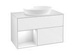 Villeroy und Boch Finion Waschtischunterschrank GA11GFGF 100cm, Abdeckplatte white matt, Emotion, Regale Glossy white lacquer, Glossy white lacquer
