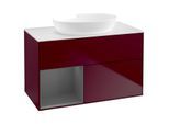 Villeroy und Boch Finion Waschtischunterschrank GA11GKHB 100cm, Abdeckplatte white matt, Emotion, Regale Anthracite matt lacquer, Peony Matt