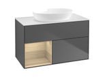 Villeroy und Boch Finion Waschtischunterschrank GA11PCGK 100cm, Abdeckplatte white matt, Emotion, Regale Oak Veneer, Anthracite matt