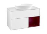 Villeroy und Boch Finion Waschtischunterschrank GA21HBGF 100cm, Abdeckplatte white matt, Emotion, Regale Peony matt lacquer, Glossy white lacquer