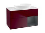 Villeroy und Boch Finion Waschtischunterschrank GA21HGHB 100cm, Abdeckplatte white matt, Emotion, Regale Midnight matt lacquer, Peony Matt