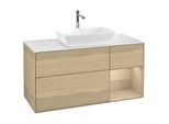 Villeroy und Boch Finion Waschtischunterschrank F831PCPC 120cm, Abdeckplatte white matt, Regale Oak Veneer, Oak Veneer