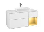 Villeroy und Boch Finion Waschtischunterschrank F831HFGF 120cm, Abdeckplatte white matt, Regale Gold matt lacquer, Glossy white lacquer