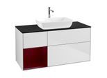 Villeroy und Boch Finion Waschtischunterschrank G822HBMT 120cm, Abdeckplatte black matt, Emotion, Regale Peony matt lacquer, White matt lacquer