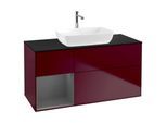 Villeroy und Boch Finion Waschtischunterschrank G822GKHB 120cm, Abdeckplatte black matt, Emotion, Regale Anthracite matt lacquer, Peony Matt