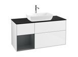 Villeroy und Boch Finion Waschtischunterschrank G822HGGF 120cm, Abdeckplatte black matt, Emotion, Regale Midnight matt lacquer, Glossy white lacquer