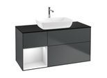 Villeroy und Boch Finion Waschtischunterschrank G822MTHG 120cm, Abdeckplatte black matt, Emotion, Regale White matt lacquer, Midnight Blue Matt Lacquer