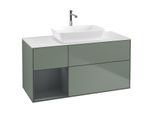 Villeroy und Boch Finion Waschtischunterschrank G821HGGM 120cm, Abdeckplatte white matt, Emotion, Regale Midnight matt lacquer, Olive Matt Lacquer
