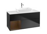 Villeroy und Boch Finion Waschtischunterschrank G821GNPD 120cm, Abdeckplatte white matt, Emotion, Regale Walnut Veneer, Black matt lacquer