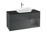 Villeroy und Boch Finion Waschtischunterschrank F832GKHG 120cm, Abdeckplatte black matt, Regale Anthracite matt lacquer, Midnight Blue Matt Lacquer