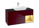 Villeroy und Boch Finion Waschtischunterschrank F832HFHB 120cm, Abdeckplatte black matt, Regale Gold matt lacquer, Peony Matt