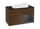 Villeroy und Boch Finion Waschtischunterschrank G662HGGN 100x60,3x50,1cm, Regal rechts Midnight Blue Matt Lacquer, Walnut veneer