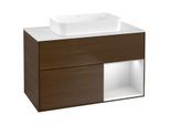 Villeroy und Boch Finion Waschtischunterschrank G661MTGN 100x60,3x50,1cm, Regal rechts White matt lacquer, Walnut veneer