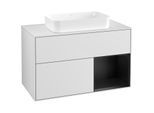 Villeroy und Boch Finion Waschtischunterschrank G661PDMT 100x60,3x50,1cm, Regal rechts Black matt lacquer, White matt lacquer