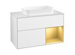Villeroy und Boch Finion Waschtischunterschrank G661HFGF 100x60,3x50,1cm, Regal rechts Gold matt, Glossy white lacquer