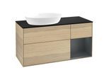 Villeroy und Boch Finion Waschtischunterschrank GA52HGPC 120cm, Abdeckplatte black matt, Emotion, Regale Midnight matt lacquer, Oak Veneer