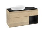 Villeroy und Boch Finion Waschtischunterschrank GA52PDPC 120cm, Abdeckplatte black matt, Emotion, Regale Black matt lacquer, Oak Veneer
