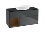 Villeroy und Boch Finion Waschtischunterschrank FA62GNHG 120cm, Abdeckplatte black matt, Regale Walnut Veneer, Midnight Blue Matt Lacquer