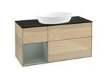 Villeroy und Boch Finion Waschtischunterschrank FA62GMPC 120cm, Abdeckplatte black matt, Regale Olive matt lacquer, Oak Veneer