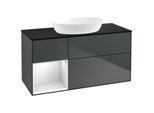 Villeroy und Boch Finion Waschtischunterschrank FA62MTHG 120cm, Abdeckplatte black matt, Regale White matt lacquer, Midnight Blue Matt Lacquer