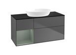 Villeroy und Boch Finion Waschtischunterschrank GA62GMGK 120cm, Abdeckplatte black matt, Emotion, Regale Olive matt lacquer, Anthracite matt