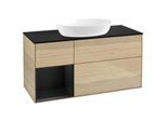Villeroy und Boch Finion Waschtischunterschrank FA62PDPC 120cm, Abdeckplatte black matt, Regale Black matt lacquer, Oak Veneer