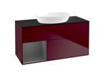 Villeroy und Boch Finion Waschtischunterschrank GA62GKHB 120cm, Abdeckplatte black matt, Emotion, Regale Anthracite matt lacquer, Peony Matt