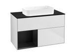 Villeroy und Boch Finion Waschtischunterschrank G652PDMT 100x60,3x50,1cm, Regal links Black matt lacquer, White matt lacquer