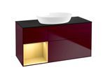 Villeroy und Boch Finion Waschtischunterschrank GA62HFHB 120cm, Abdeckplatte black matt, Emotion, Regale Gold matt lacquer, Peony Matt