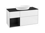 Villeroy und Boch Finion Waschtischunterschrank GA62PDGF 120cm, Abdeckplatte black matt, Emotion, Regale Black matt lacquer, Glossy white lacquer