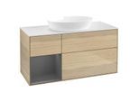 Villeroy und Boch Finion Waschtischunterschrank GA61GKPC 120cm, Abdeckplatte white matt, Emotion, Regale Anthracite matt lacquer, Oak Veneer