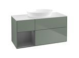 Villeroy und Boch Finion Waschtischunterschrank GA61GKGM 120cm, Abdeckplatte white matt, Emotion, Regale Anthracite matt lacquer, Olive Matt Lacquer