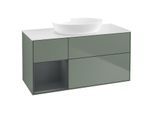 Villeroy und Boch Finion Waschtischunterschrank GA61HGGM 120cm, Abdeckplatte white matt, Emotion, Regale Midnight matt lacquer, Olive Matt Lacquer