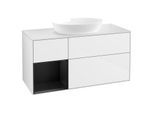 Villeroy und Boch Finion Waschtischunterschrank GA61PDGF 120cm, Abdeckplatte white matt, Emotion, Regale Black matt lacquer, Glossy white lacquer