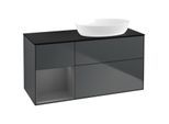 Villeroy und Boch Finion Waschtischunterschrank FA42GKHG 120cm, Abdeckplatte black matt, Regale Anthracite matt lacquer, Midnight Blue Matt Lacquer