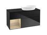 Villeroy und Boch Finion Waschtischunterschrank FA42PCPD 120cm, Abdeckplatte black matt, Regale Oak Veneer, Black matt lacquer