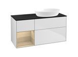 Villeroy und Boch Finion Waschtischunterschrank FA42PCMT 120cm, Abdeckplatte black matt, Regale Oak Veneer, White matt lacquer