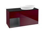 Villeroy und Boch Finion Waschtischunterschrank FA42HGHB 120cm, Abdeckplatte black matt, Regale Midnight matt lacquer, Peony Matt