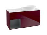 Villeroy und Boch Finion Waschtischunterschrank FA41HGHB 120cm, Abdeckplatte white matt, Regale Midnight matt lacquer, Peony Matt