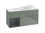 Villeroy und Boch Finion Waschtischunterschrank FA41HGGM 120cm, Abdeckplatte white matt, Regale Midnight matt lacquer, Olive Matt Lacquer