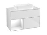 Villeroy und Boch Finion Waschtischunterschrank G651GFMT 100x60,3x50,1cm, Regal links Glossy white lacquer, White matt lacquer