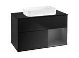 Villeroy und Boch Finion Waschtischunterschrank F662GKPD 100x60,3x50,1cm, Regal rechts Anthracite matt, Black matt lacquer