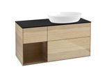 Villeroy und Boch Finion Waschtischunterschrank GA42GNPC 120cm, Abdeckplatte black matt, Emotion, Regale Walnut Veneer, Oak Veneer